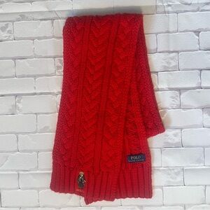 Polo by Ralph Lauren Red Cable Knit Scarf
